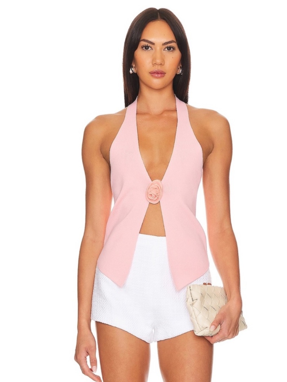 More to Come Halter Knit Top Rosette Closure
